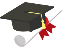 Claudette Upton Scholarship, illustration of a graduation cap and rolled diploma.